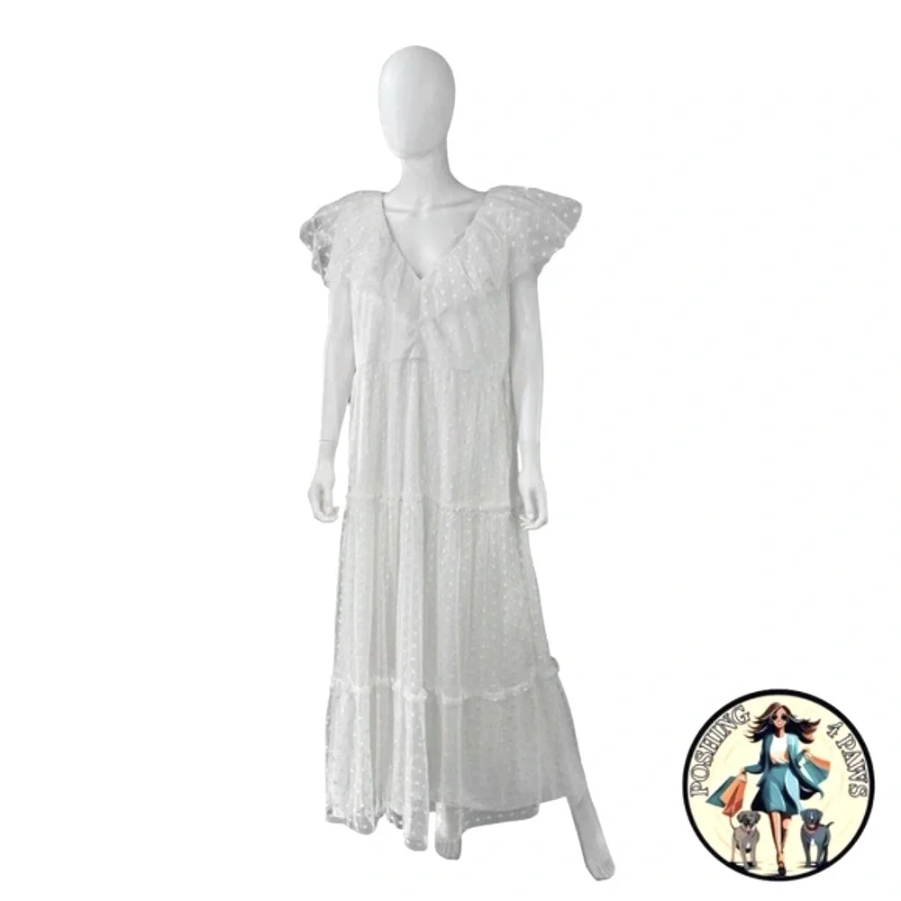 Tuckernuck | NEW White Onyx Tulle Giselle Formal Embroidered Maxi Gown Size S